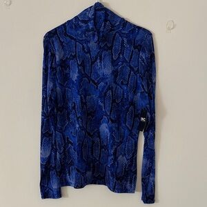 NWT INC Blue Snake Print Top
